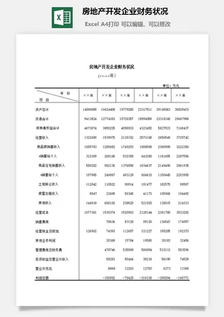 房地产开发企业财务状况excel模板