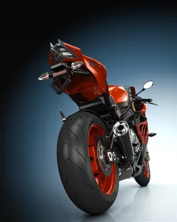 红色越野摩托尾部高清图片