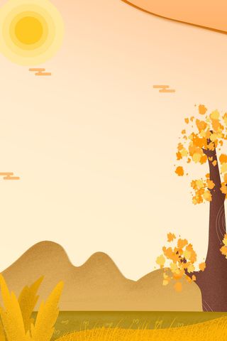 秋天道路树木风景绘画