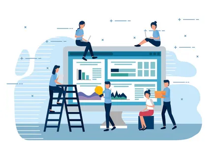 扁平化人物场景办公互联网等距ai矢量设计网页海报UI素材插画