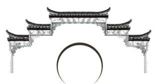 黑白古风水墨建筑徽派江南水乡免抠元素