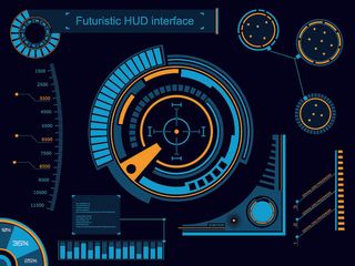 科幻未来科技操作仪表盘HUD元素图游戏UI图标界面边框矢量AI素材