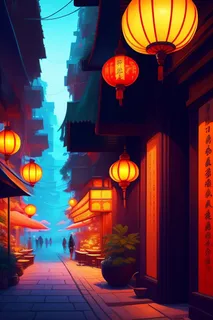 新年红色氛围的街道