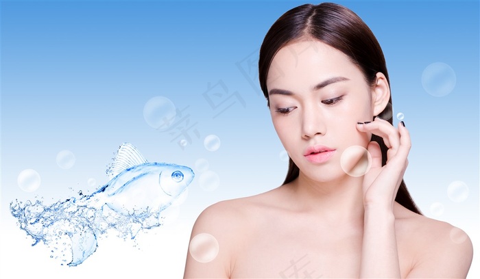 补水美容美女海报背景