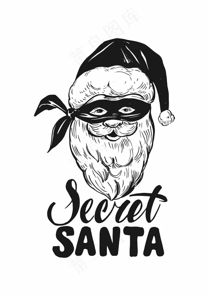 黑白色调 圣诞老人怪盗cdr矢量模版下载