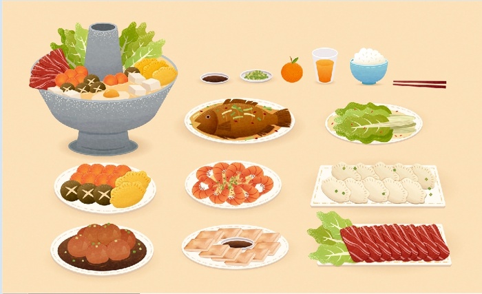 设计新年 饮食 装饰素材eps,ai矢量模版下载