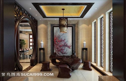 豪华别墅中式风格装修效果图--茶室装修