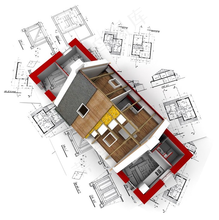 建筑工地设计图木屋房子工具施工工地