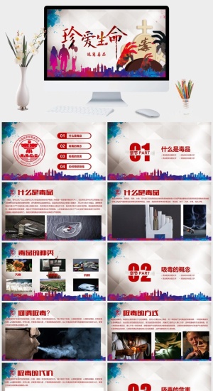 禁毒日禁毒宣传教育PPT模版