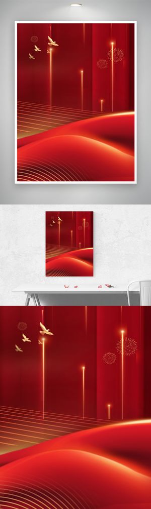 大红质感海报背景
