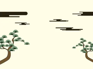 中国风古典传统图案边框纹理祥云灯笼装饰线条PSD背景素材