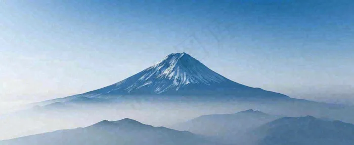 雪山山脉云层云端意境冰山，自然风景冬天蓝天白云摄影图(1712x704)