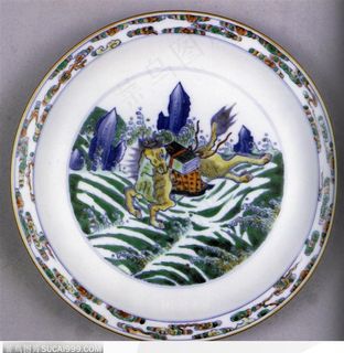 中华传统-飞奔的马花纹盘子