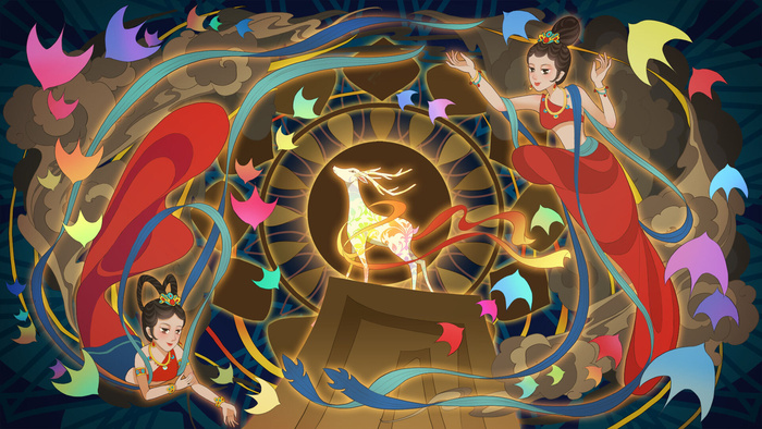 敦煌系列国潮插画