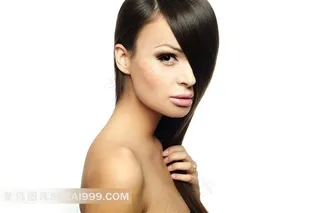 柔顺黑发遮住眼的美女写真摄影高清图片