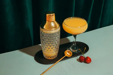 清爽夏季果汁饮品摄影照片