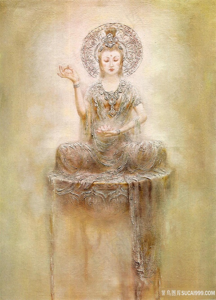 手绘观音艺术挂画