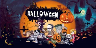 卡通万圣节蓝色背景