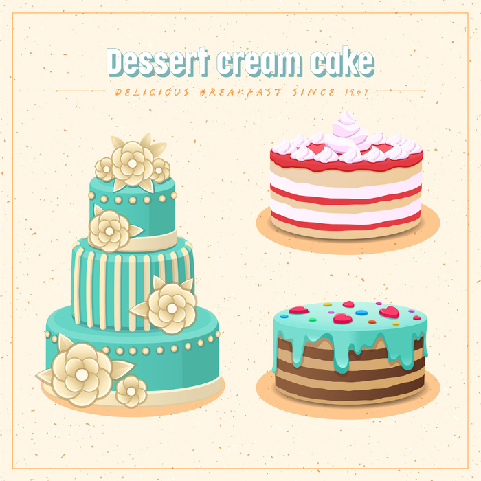 甜品奶油蛋糕Ai矢量素材