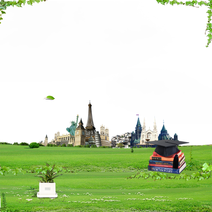 草原城市剪影卡通