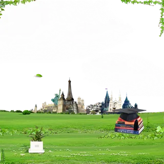 草原城市剪影卡通