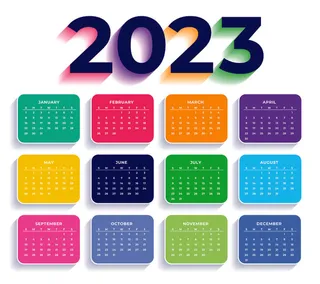 彩色兔年2023年日历