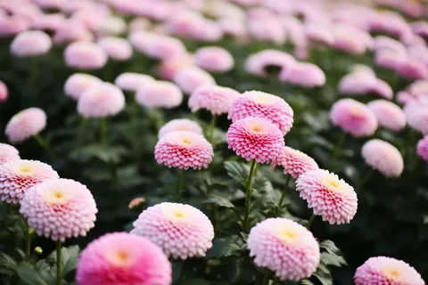 粉色渐变菊花花海摄影图