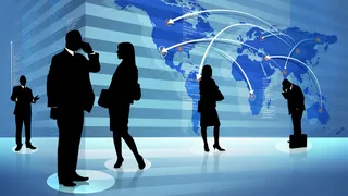 世界地图箭头商务人物图片