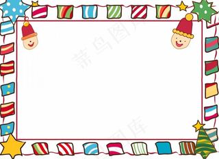 圣诞边框装饰圣诞树圣诞老人可爱卡插画背景