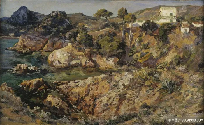 唯美河流风景画油画