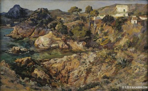 唯美河流风景画油画