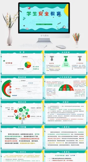 大学生中学生安全教育校园安全PPT模板预览图