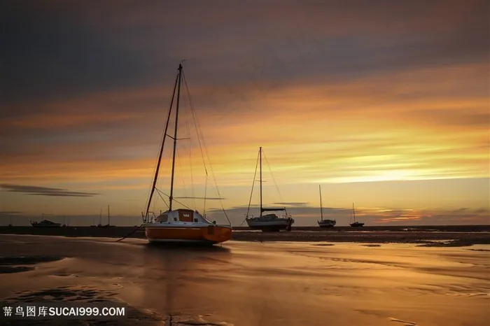 夕阳帆船风景