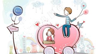 浪漫卡通漫画情侣桌面壁纸素材大图