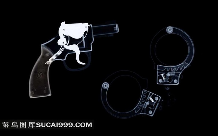 X光手枪手铐透视图素材