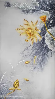 创意浮雕荷花背景墙