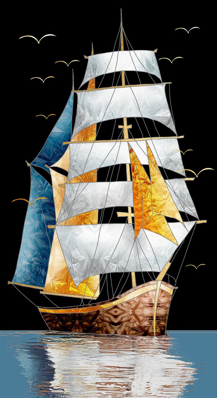 一帆风顺大船玄关装饰画