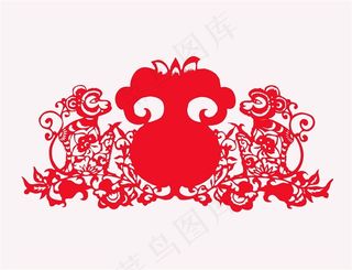 猴年窗花图片