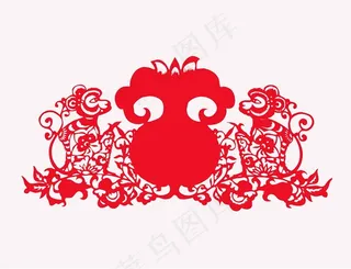 猴年窗花图片