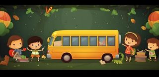 学校校车孩子上学背景