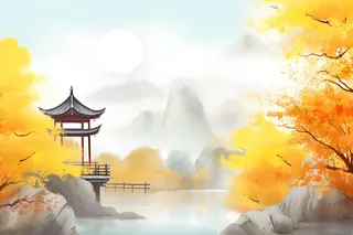 国风庭院简约清新阳光背景