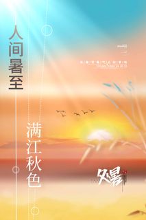 简洁处暑宣传海报