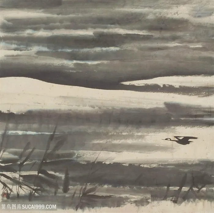 林风眠手绘水墨风景画