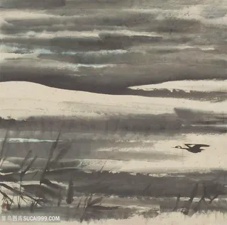 林风眠手绘水墨风景画