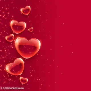 粉色水晶透明爱心背景