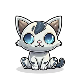 手绘卡通可爱一只猫