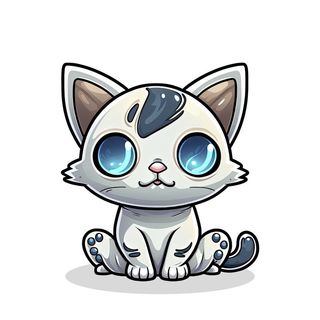 手绘卡通可爱一只猫