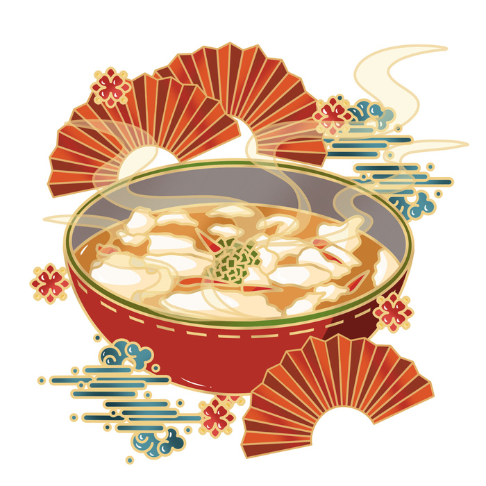 国潮中国风传统小吃食物地方特色菜美食元素插画海报图片素材psd模版下载