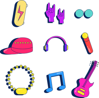 元素 插画 帽子 音乐 