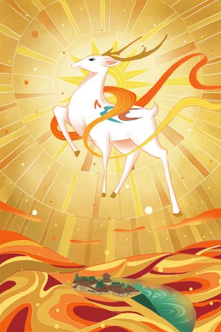 复古中国风国潮神话人物敦煌插画仙女手绘海报背景PSD设计素材